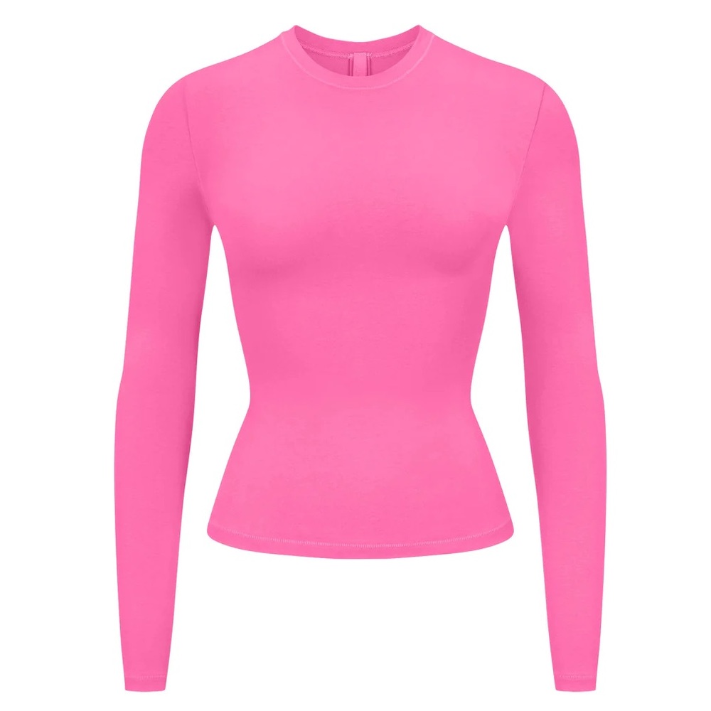 Skims limited edition sugar pink cotton JERSEY LONG SLEEVE T-SHIRT